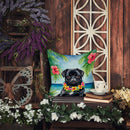 Black Pug Luau Throw Pillow - 14x14 Decorative Pillow – Art for Your Home & Patio