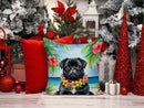 Black Pug Luau Throw Pillow - 14x14 Decorative Pillow – Art for Your Home & Patio