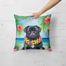 Black Pug Luau Throw Pillow
