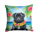 Black Pug Luau Throw Pillow