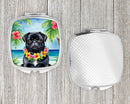 Black Pug Luau Compact Mirror – Stylish Purse Mirror with Artistic Covers