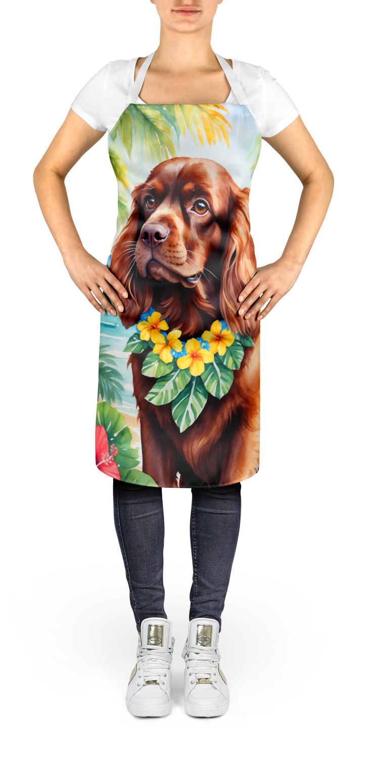 Sussex Spaniel Luau Apron – Artist-Designed Kitchen, BBQ & Craft Apron