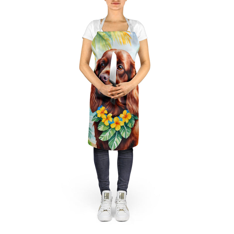 Sussex Spaniel Luau Apron – Artist-Designed Kitchen, BBQ & Craft Apron