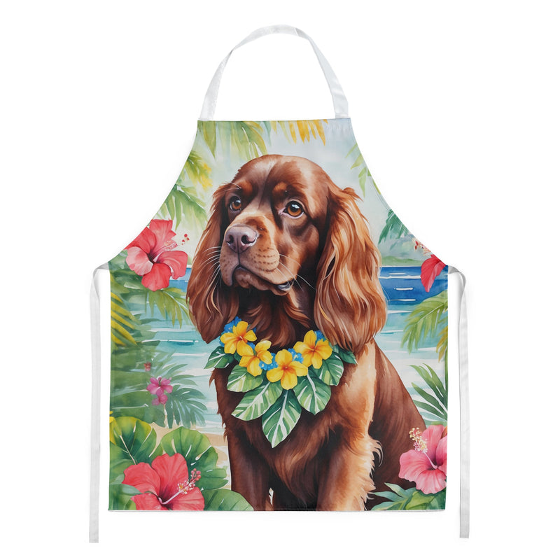 Sussex Spaniel Luau Apron – Artist-Designed Kitchen, BBQ & Craft Apron