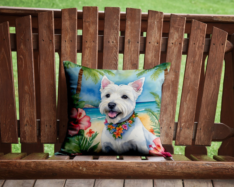 Westie Luau Throw Pillow - 14x14 Decorative Pillow – Art for Your Home & Patio