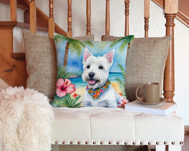 Westie Luau Throw Pillow - 14x14 Decorative Pillow – Art for Your Home & Patio