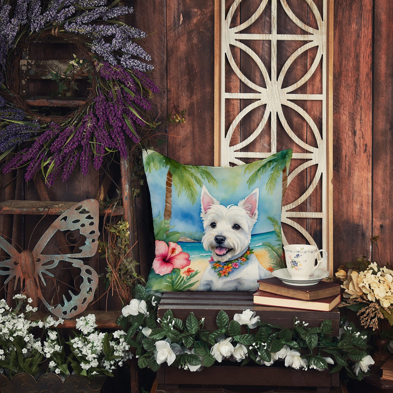 Westie Luau Throw Pillow - 14x14 Decorative Pillow – Art for Your Home & Patio