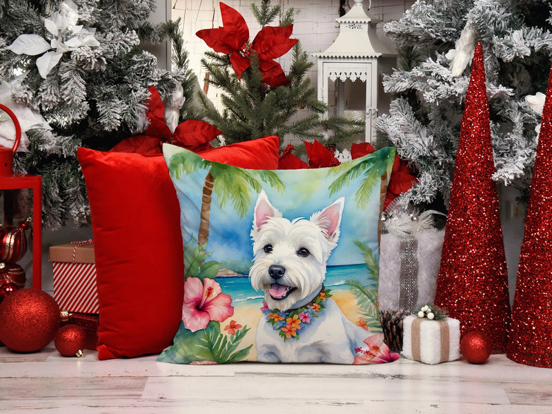 Westie Luau Throw Pillow - 14x14 Decorative Pillow – Art for Your Home & Patio