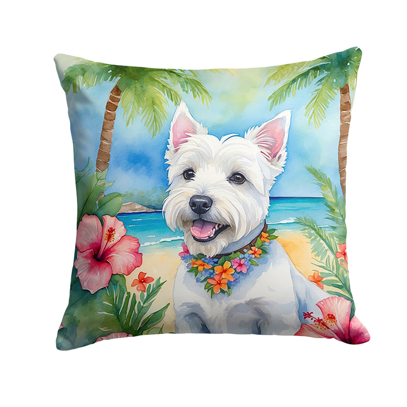Westie Luau Throw Pillow - 14x14 Decorative Pillow – Art for Your Home & Patio