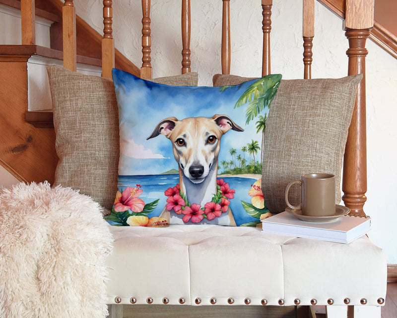 Whippet Luau Throw Pillow - 14x14 Decorative Pillow – Art for Your Home & Patio