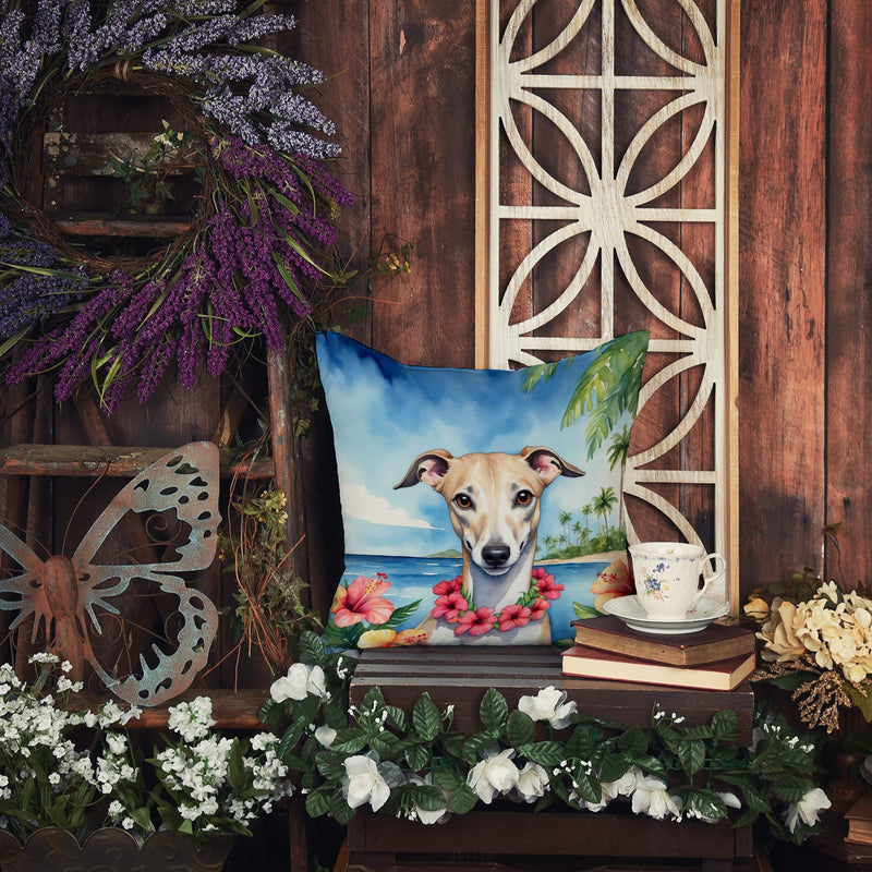 Whippet Luau Throw Pillow - 14x14 Decorative Pillow – Art for Your Home & Patio