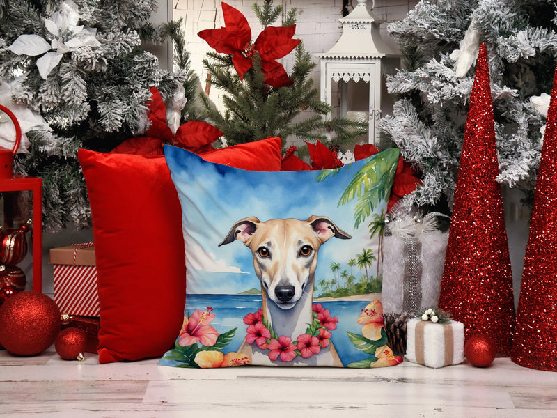 Whippet Luau Throw Pillow - 14x14 Decorative Pillow – Art for Your Home & Patio