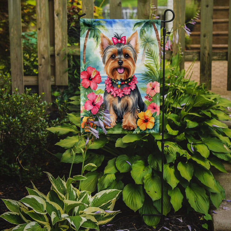 Yorkshire Terrier Luau Garden Flag