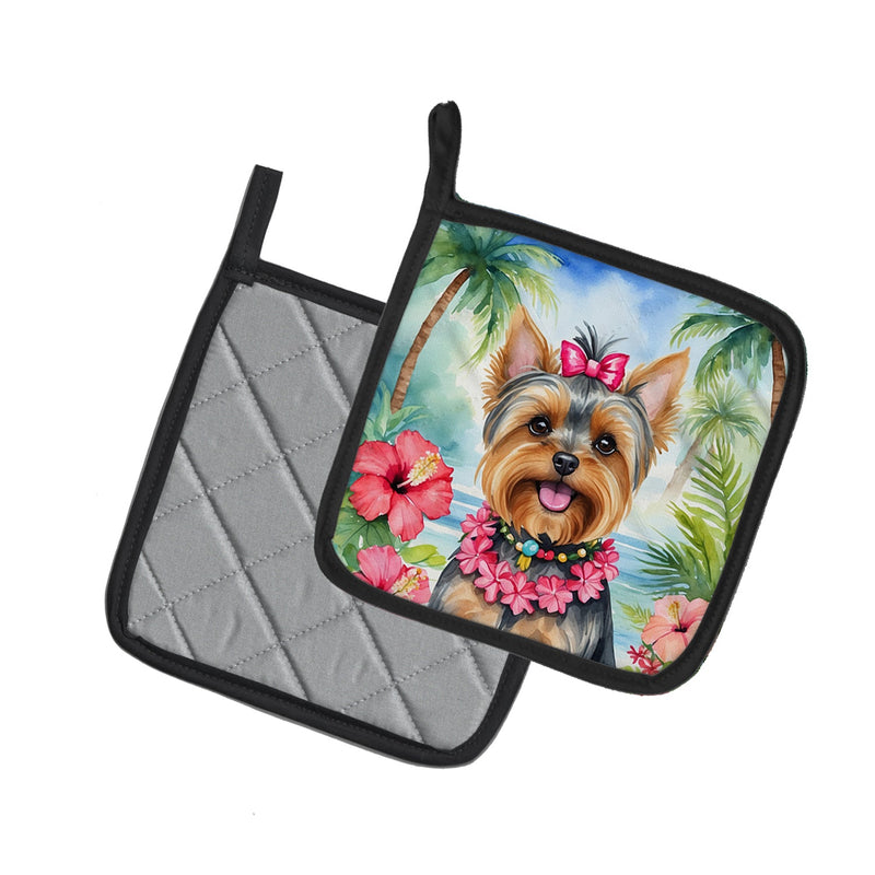 Yorkshire Terrier Luau Pair of Pot Holders