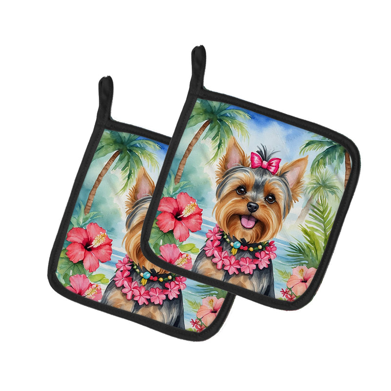 Yorkshire Terrier Luau Pair of Pot Holders