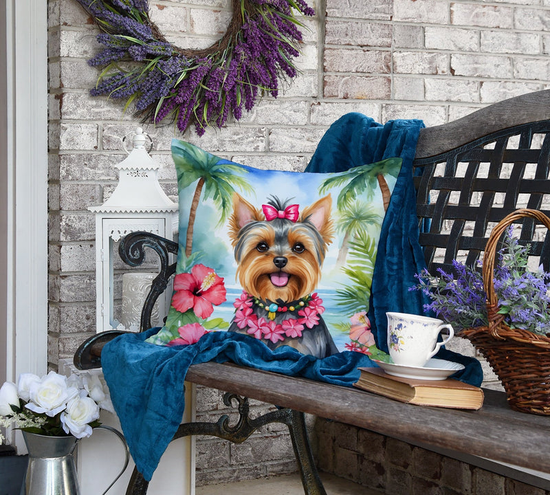 Yorkshire Terrier Luau Throw Pillow