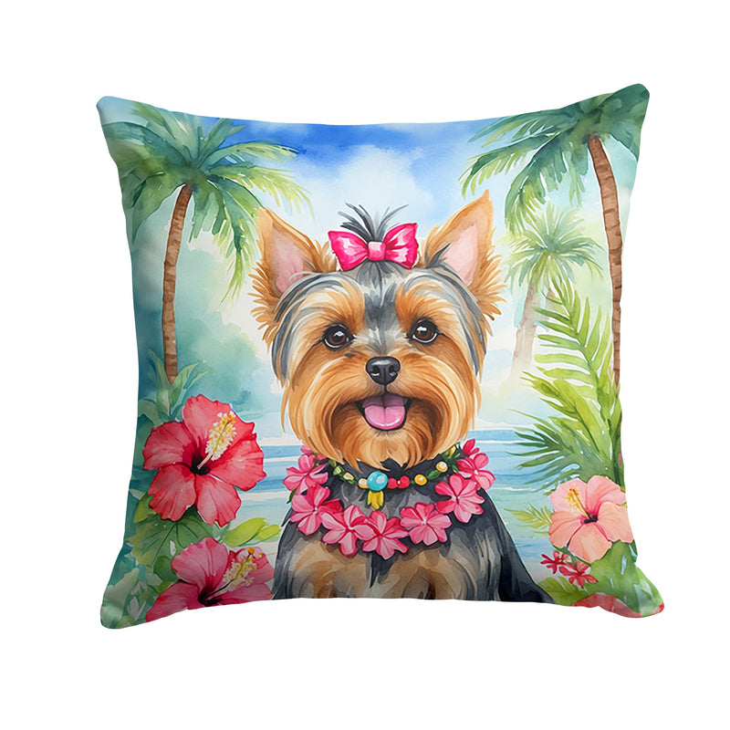 Yorkshire Terrier Luau Throw Pillow