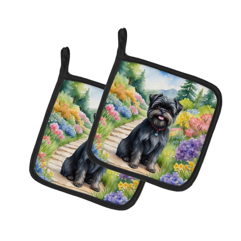 Affenpinscher Spring Garden Pair of Pot Holders