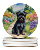 Affenpinscher Spring Garden Large Sandstone Coasters Pack of 4