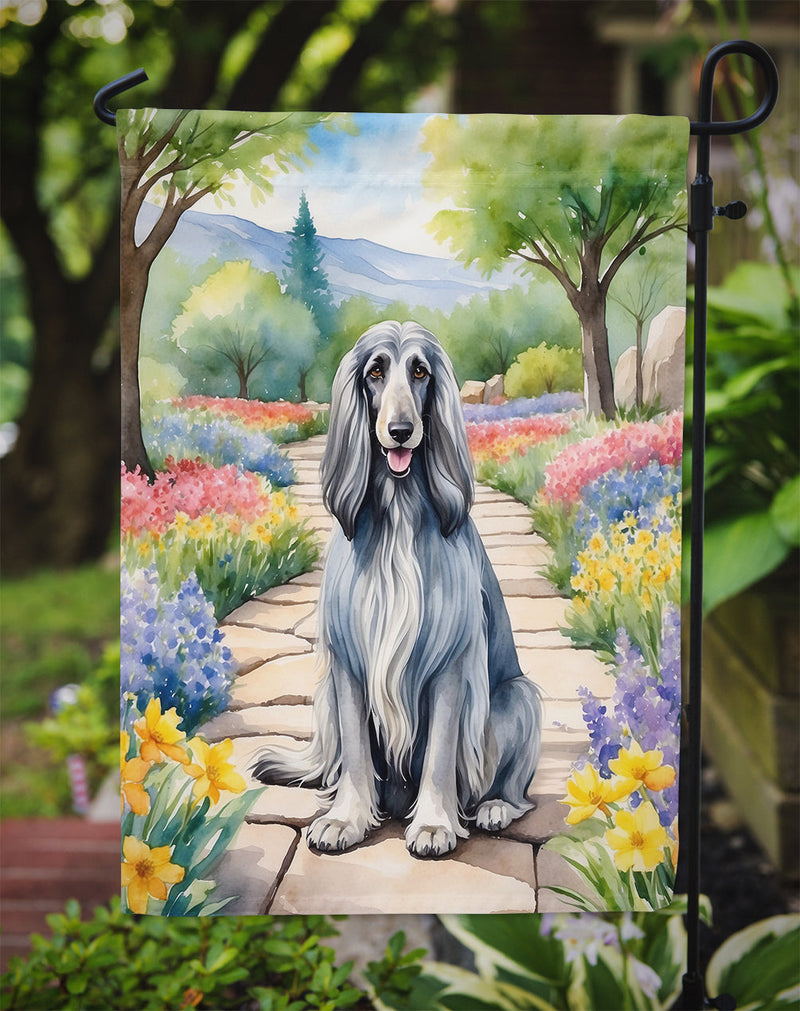 Afghan Hound Spring Path Garden Flag