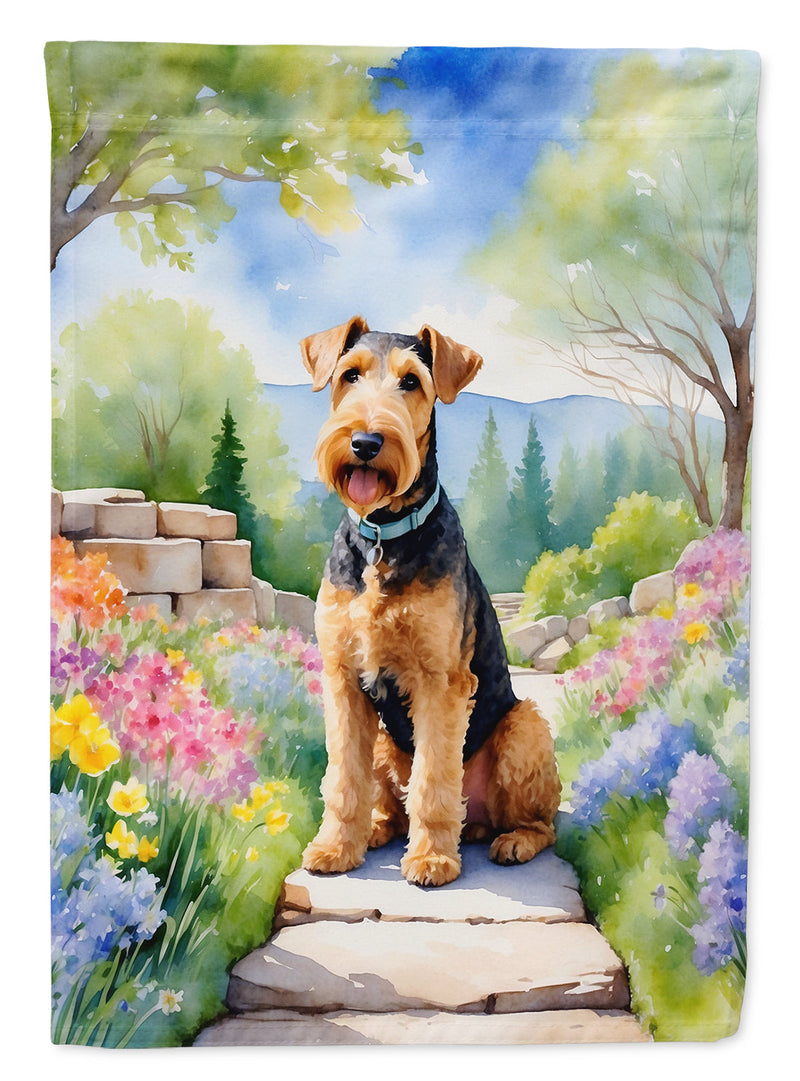 Airedale Terrier Spring Path  House Flag