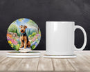 Airedale Terrier Spring Garden Large Sandstone Coasters Pack of 4