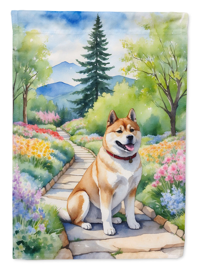 Akita Spring Garden Path Flag  – Dog-Themed Floral Outdoor Decor
