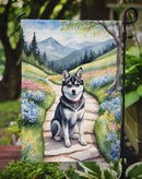 Alaskan Klee Kai Spring Path Garden Flag  – Dog-Themed Floral Outdoor Decor