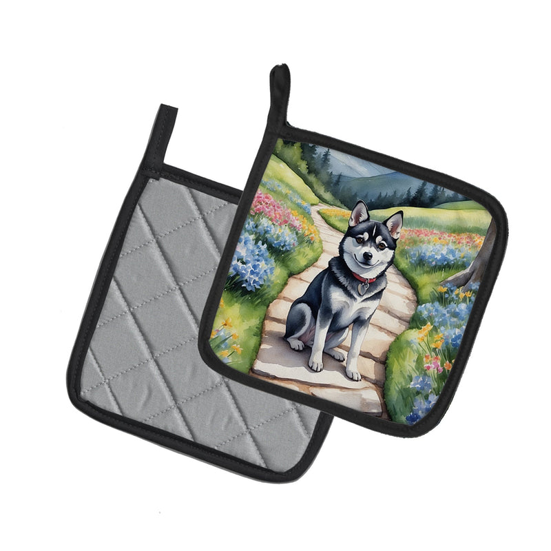 Alaskan Klee Kai Spring Garden Pair of Pot Holders