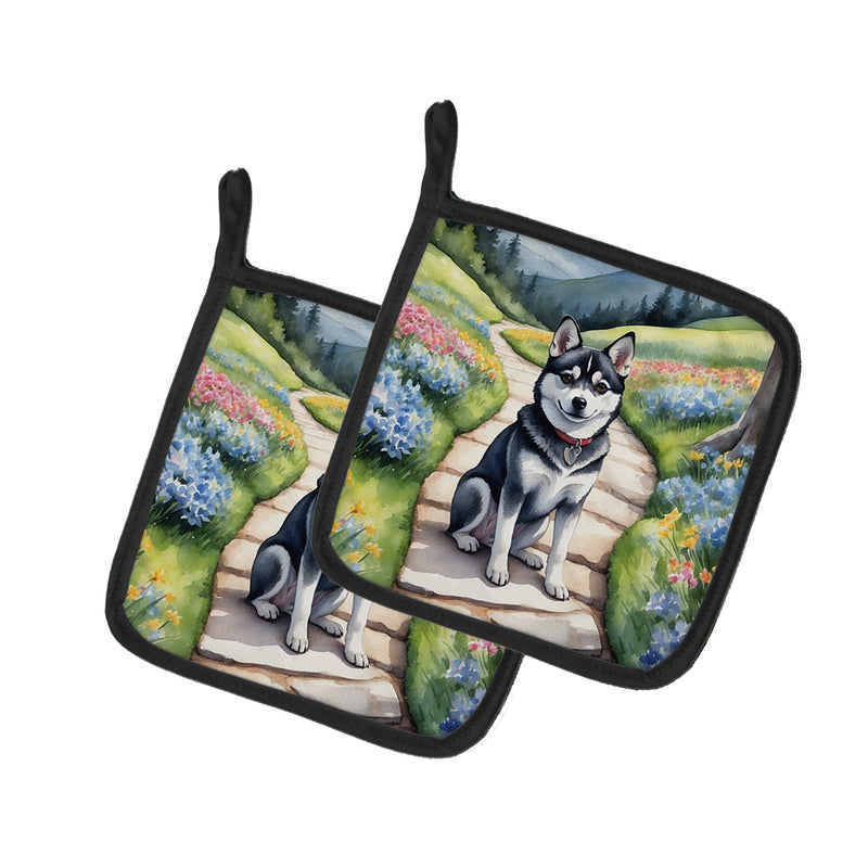 Alaskan Klee Kai Spring Garden Pair of Pot Holders