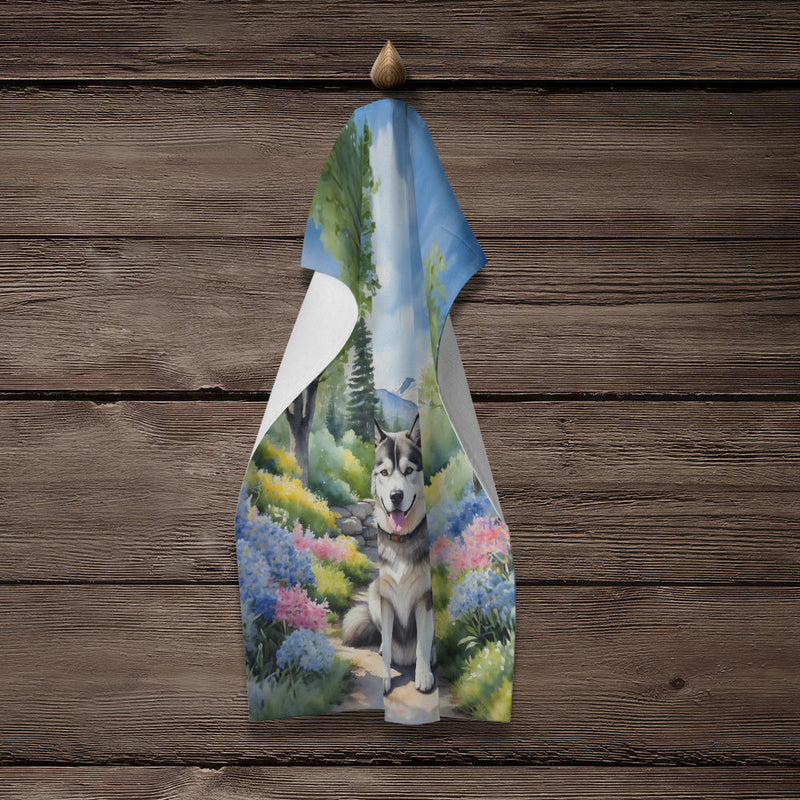 Alaskan Malamute Spring Garden Kitchen Towel