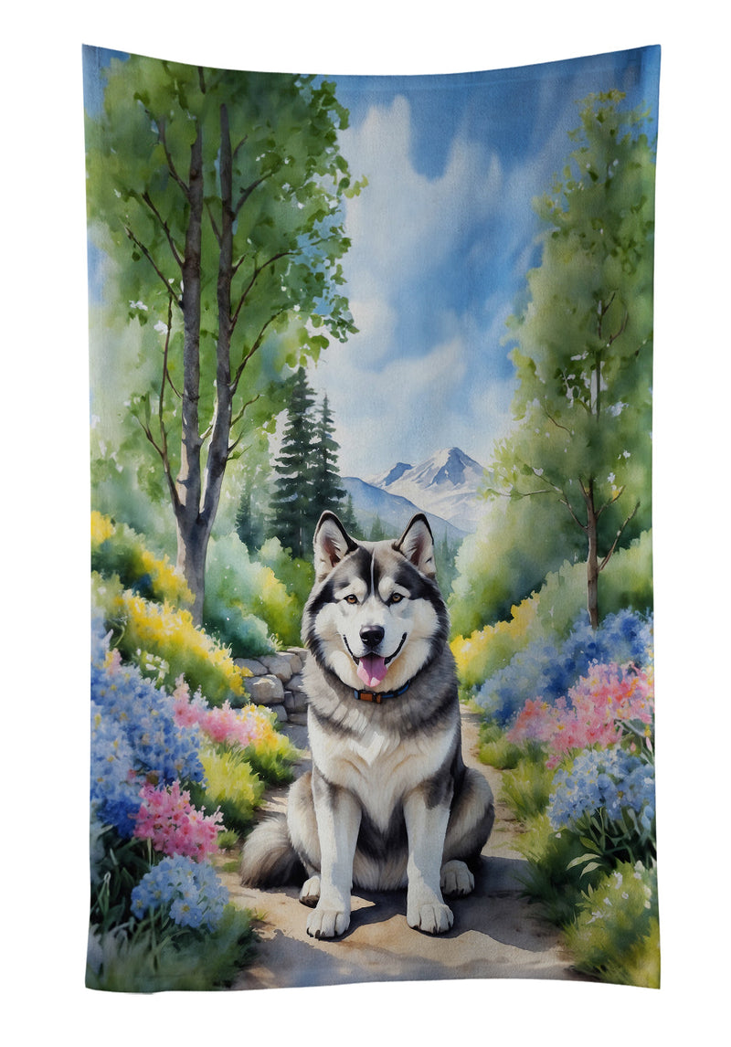 Alaskan Malamute Spring Garden Kitchen Towel