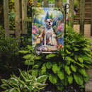 American Bulldog Spring Path Garden Flag  – Dog-Themed Floral Outdoor Decor