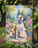 American Bulldog Spring Path Garden Flag  – Dog-Themed Floral Outdoor Decor