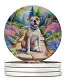 American Bulldog Spring Garden Large Sandstone Coasters Pack of 4