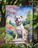 American Bulldog Spring Path Garden Flag  – Dog-Themed Floral Outdoor Decor