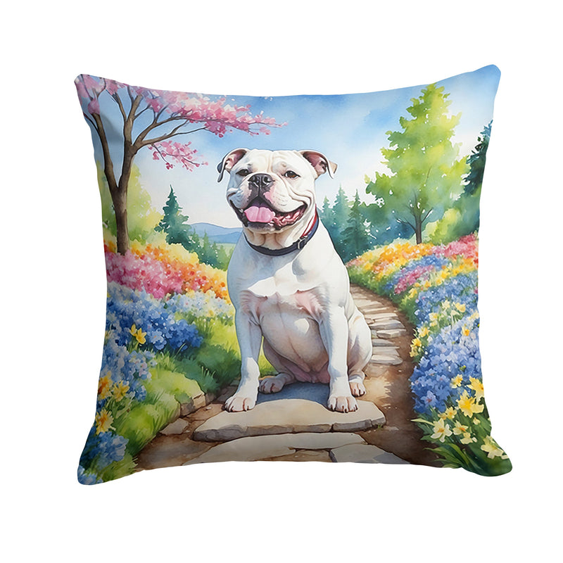 American Bulldog Spring Garden Throw Pillow