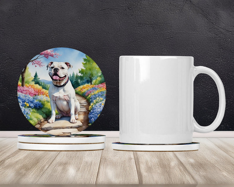 American Bulldog Spring Garden Large Sandstone Coasters Pack of 4
