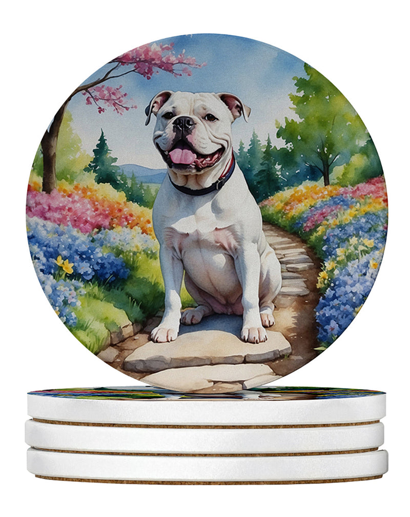 American Bulldog Spring Garden Large Sandstone Coasters Pack of 4