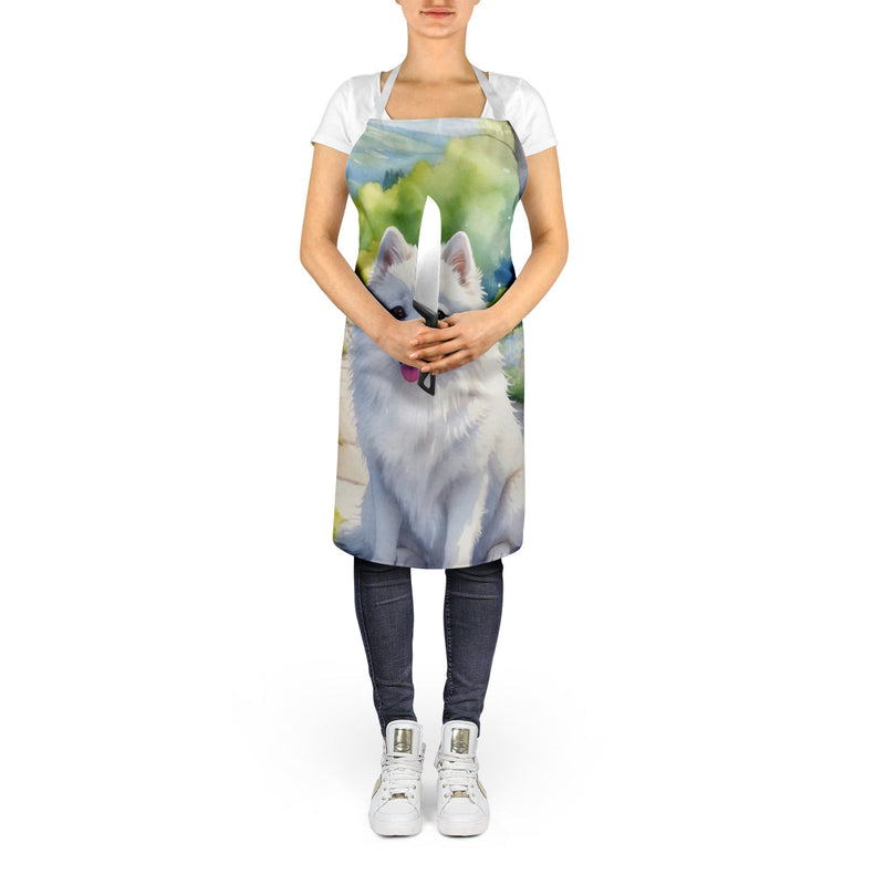 American Eskimo Spring Garden Apron – Artist-Designed Kitchen, BBQ & Craft Apron