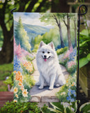 American Eskimo Spring Path Garden Flag  – Dog-Themed Floral Outdoor Decor