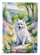 American Eskimo Spring Path Garden Flag  – Dog-Themed Floral Outdoor Decor