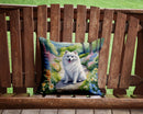 American Eskimo Spring Garden Throw Pillow - 14x14 Decorative Pillow – Art for Your Home & Patio