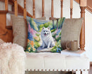 American Eskimo Spring Garden Throw Pillow - 14x14 Decorative Pillow – Art for Your Home & Patio