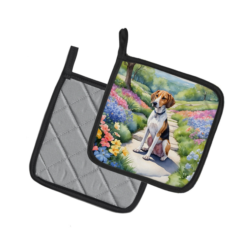 American Foxhound Spring Garden Pot Holders - Set of 2 Decorative Kitchen Helpers | Made in the USA