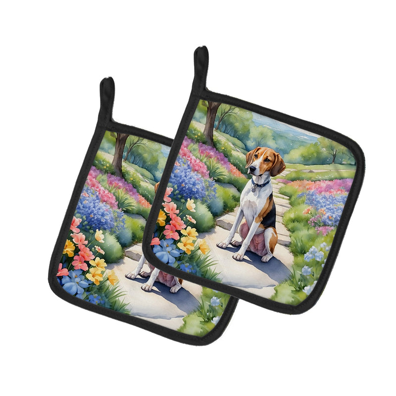 American Foxhound Spring Garden Pot Holders - Set of 2 Decorative Kitchen Helpers | Made in the USA