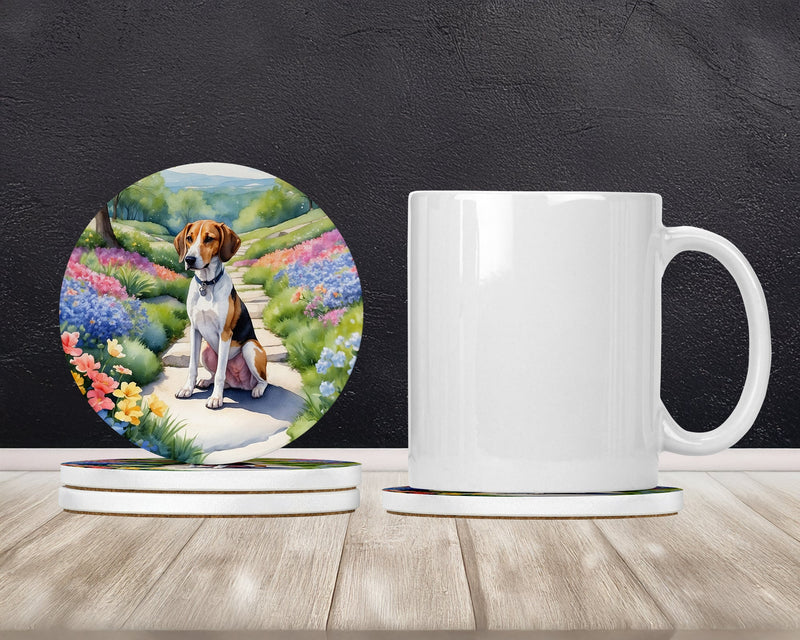 American Foxhound Spring Garden Large Sandstone Coasters Pack of 4