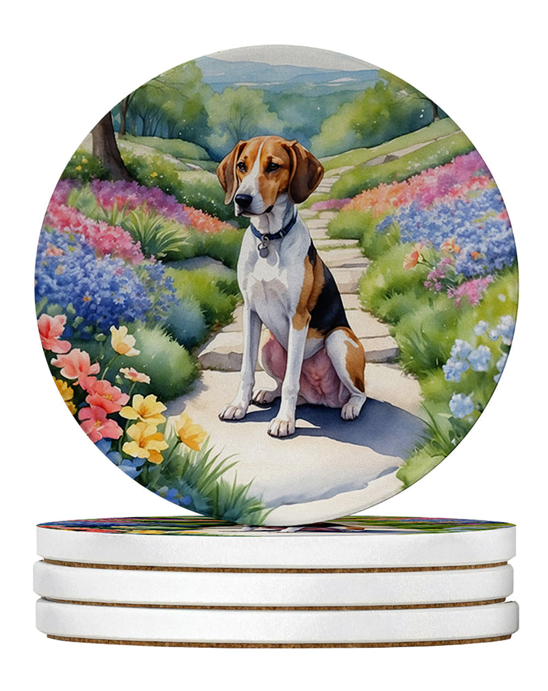 American Foxhound Spring Garden Large Sandstone Coasters Pack of 4