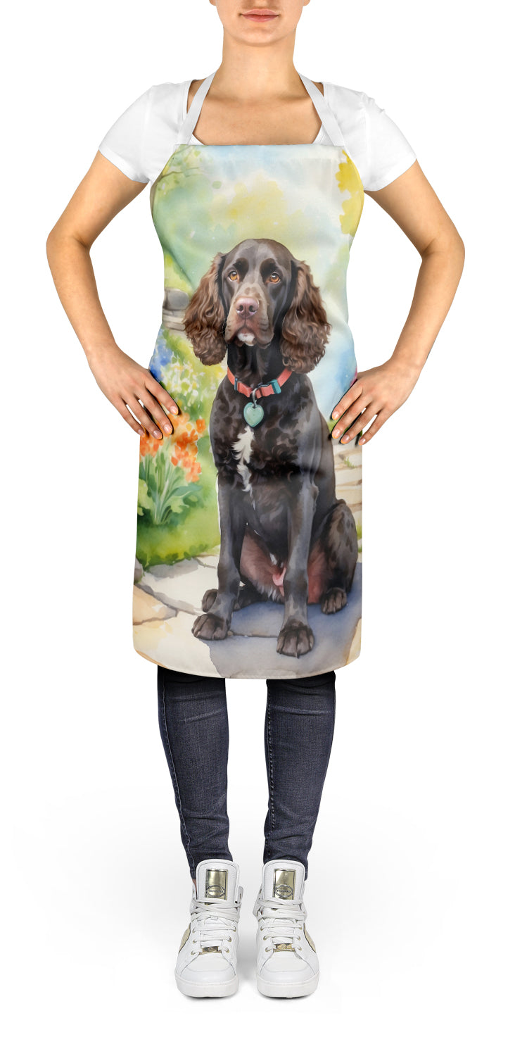 American Water Spaniel Spring Garden Apron – Artist-Designed Kitchen, BBQ & Craft Apron
