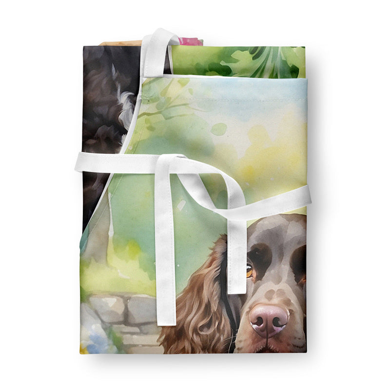 American Water Spaniel Spring Garden Apron – Artist-Designed Kitchen, BBQ & Craft Apron